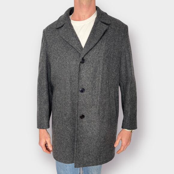 80s Botany 500 gray‎ wool overcoat - Picture 1 of 8